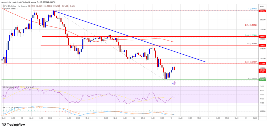 XRP Price Plummets Again as Bears Tighten Control, Momentum Shifts to the Negative Side