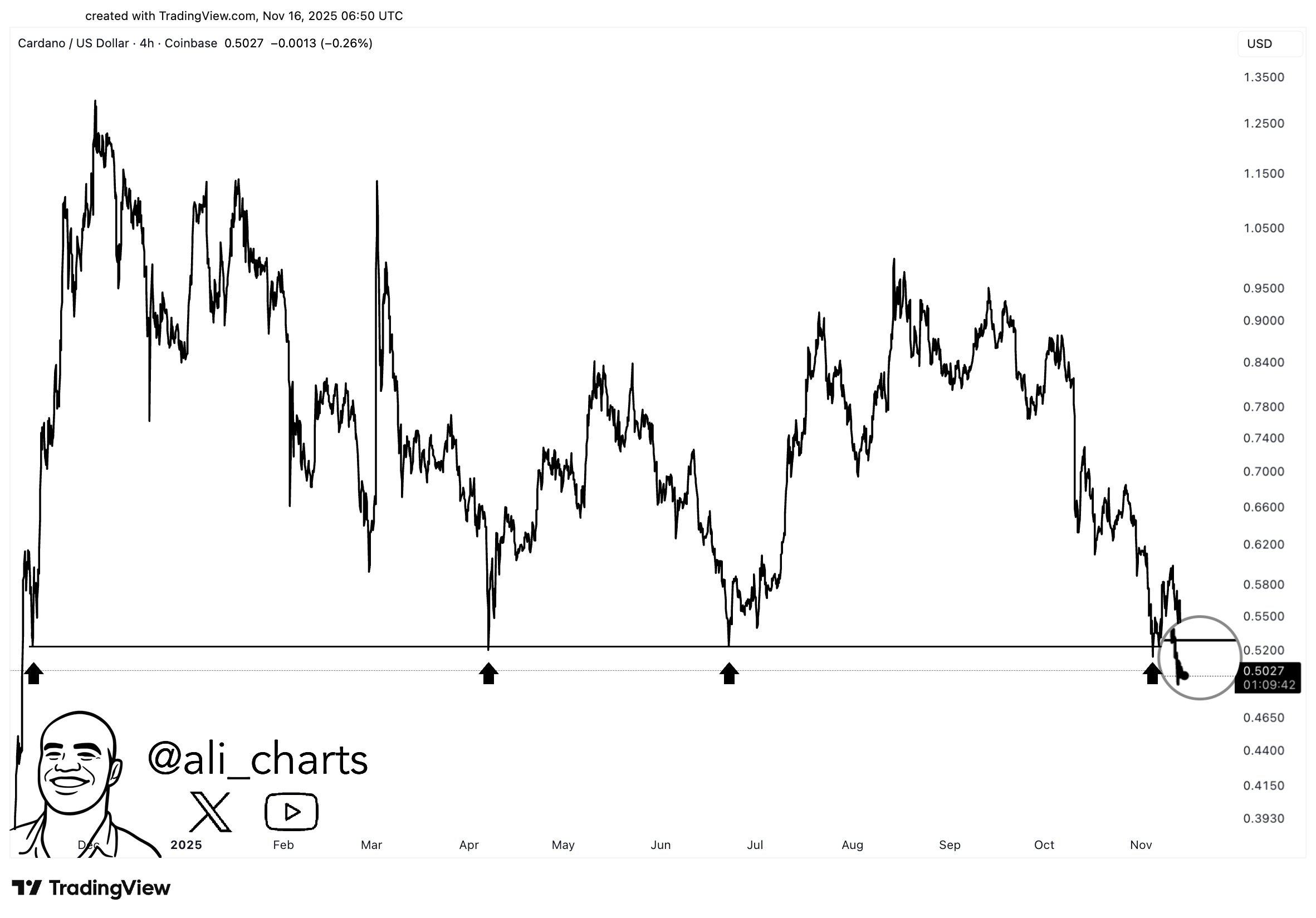 顶级分析师预测:卡尔达诺价格即将大幅波动,多月支撑位已被突破。